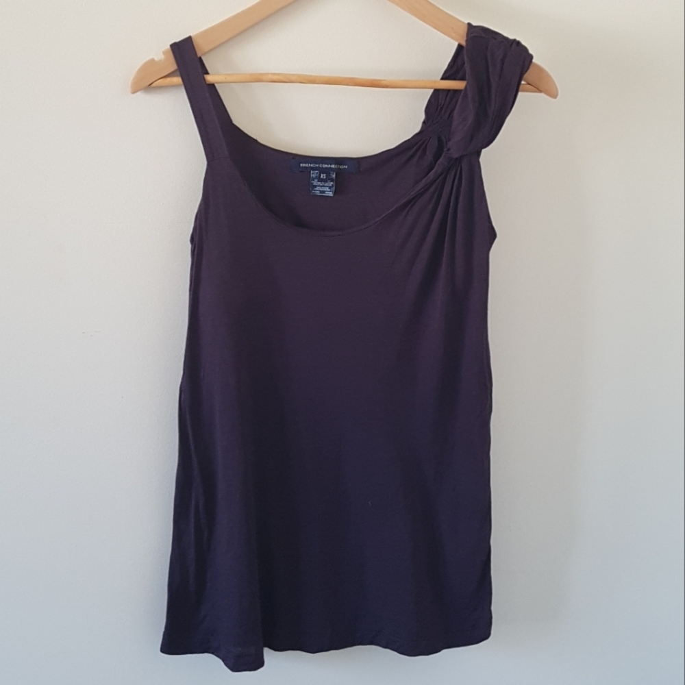 French Connection asymmetric brown flowy tank top